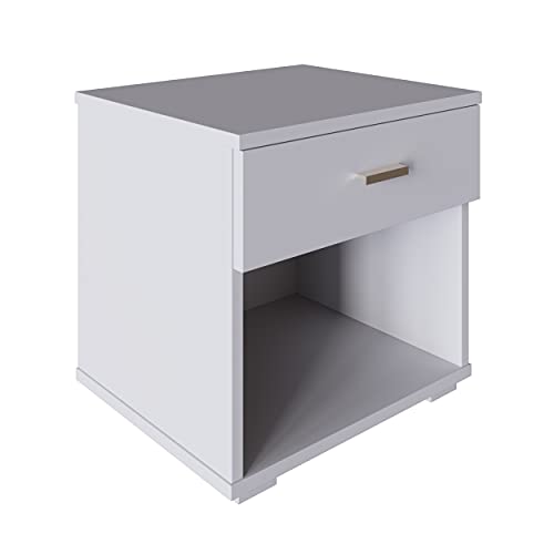 Boyd Sleep Novara, Deep Drawer With Euro Glides And Contemporary Styling, White Nightstand